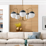 Vesna 5-Light Chandelier in Opal Satin Brass