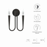 Stryn 2-Light Wall Sconce in Black