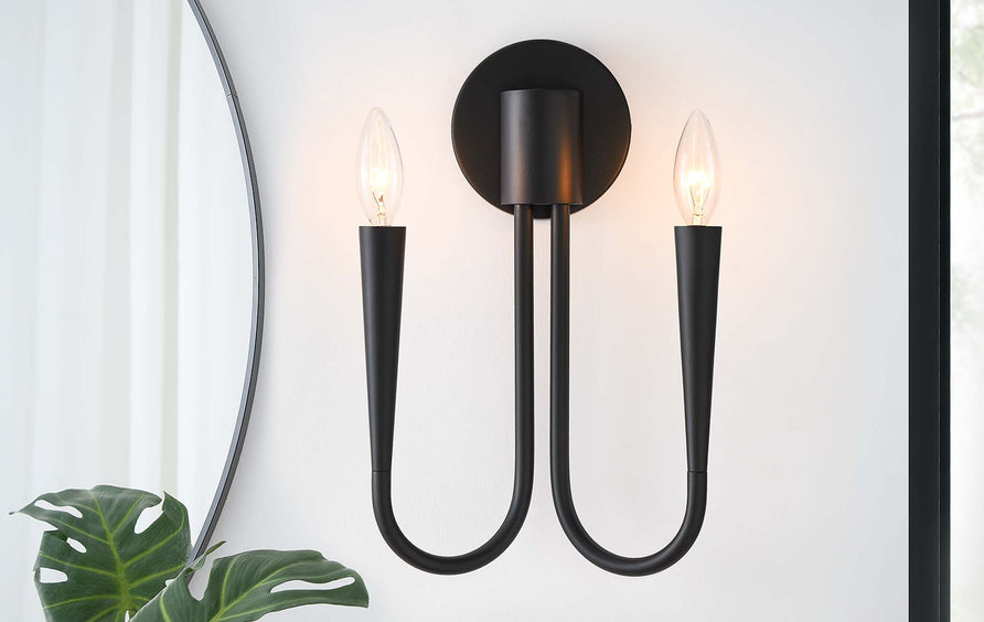 Stryn 2-Light Wall Sconce in Black