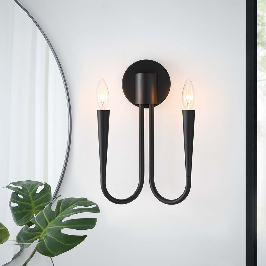 Stryn 2-Light Wall Sconce in Black