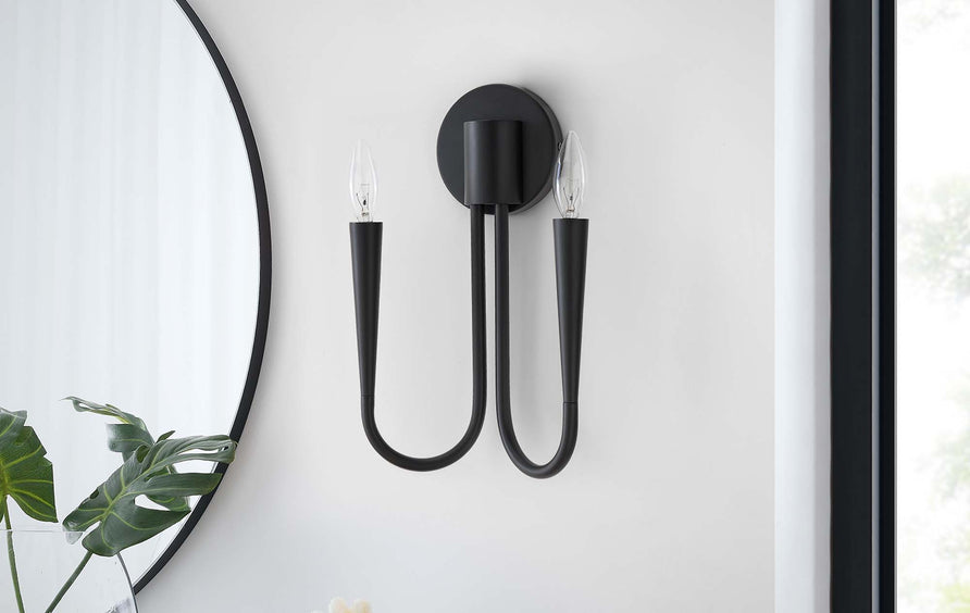 Stryn 2-Light Wall Sconce in Black