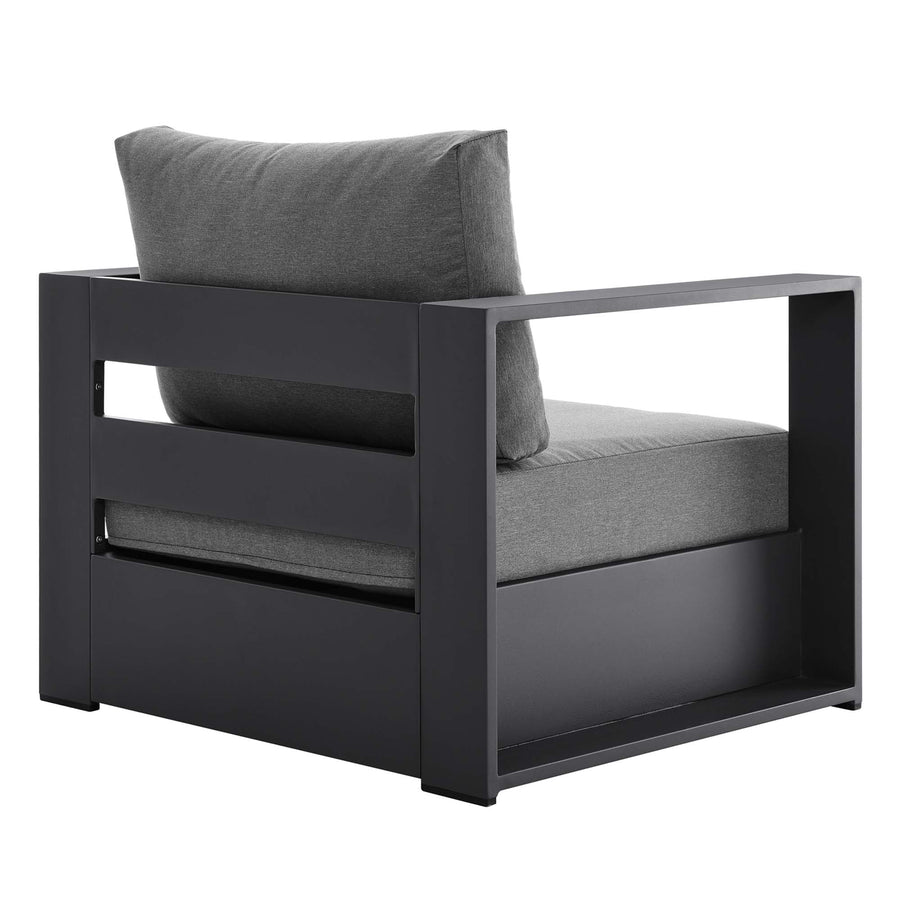 Aspen Outdoor Patio Powder-Coated Aluminum Armchair in Gray Charcoal