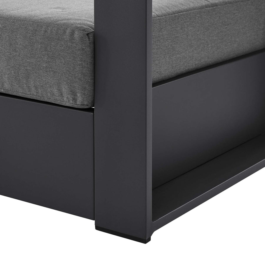 Aspen Outdoor Patio Powder-Coated Aluminum Armchair in Gray Charcoal