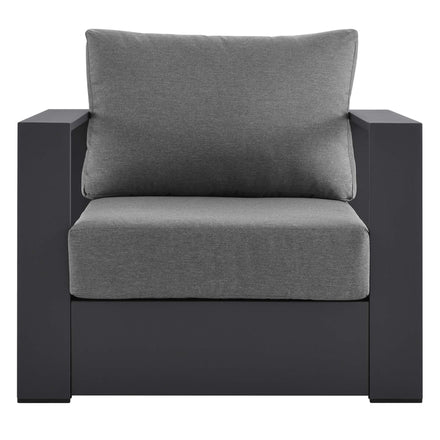 Tahoe Outdoor Patio Powder-Coated Aluminum Armchair in Gray Charcoal