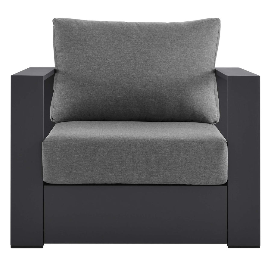 Aspen Outdoor Patio Powder-Coated Aluminum Armchair in Gray Charcoal