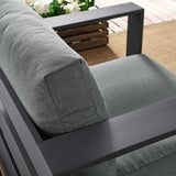 Aspen Outdoor Patio Powder-Coated Aluminum Armchair in Gray Charcoal