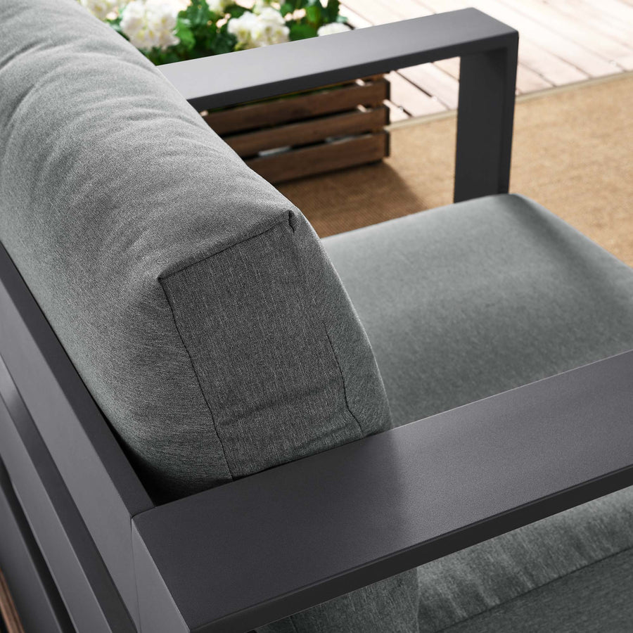 Aspen Outdoor Patio Powder-Coated Aluminum Armchair in Gray Charcoal