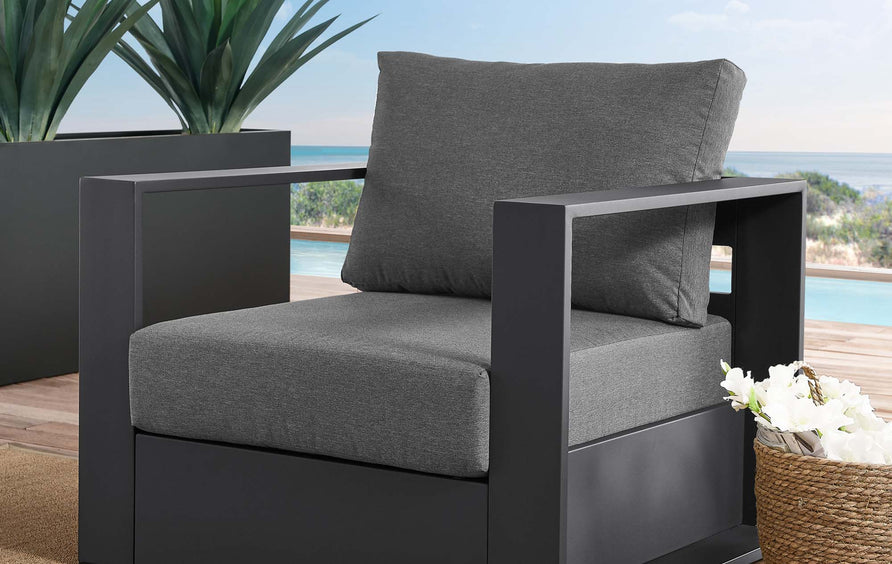 Aspen Outdoor Patio Powder-Coated Aluminum Armchair in Gray Charcoal