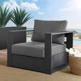 Aspen Outdoor Patio Powder-Coated Aluminum Armchair in Gray Charcoal