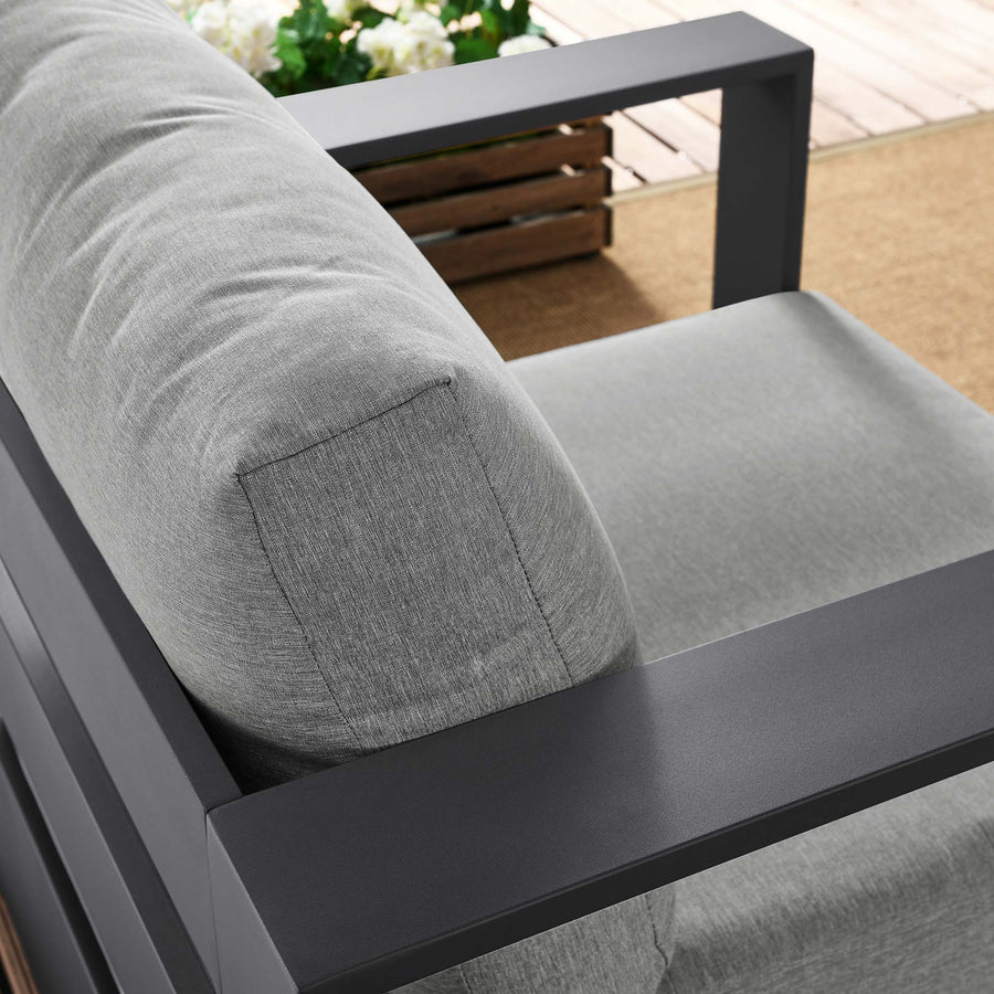 Aspen Outdoor Patio Powder-Coated Aluminum Armchair in Gray Gray