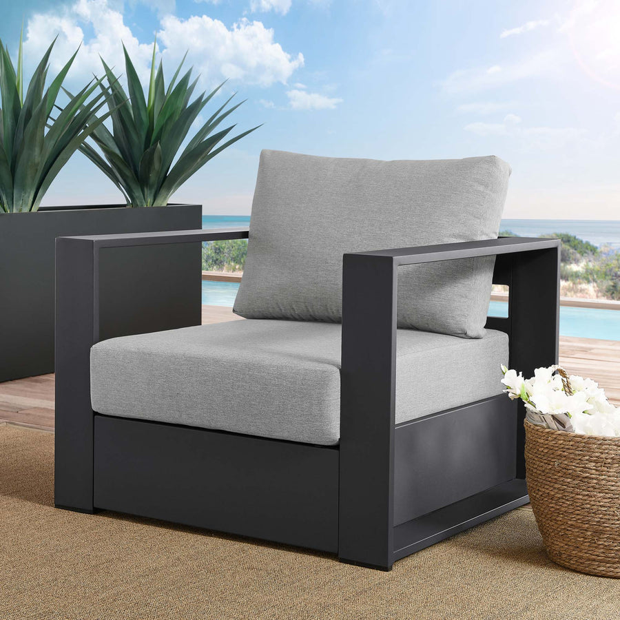 Aspen Outdoor Patio Powder-Coated Aluminum Armchair in Gray Gray