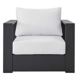 Aspen Outdoor Patio Powder-Coated Aluminum Armchair in Gray White