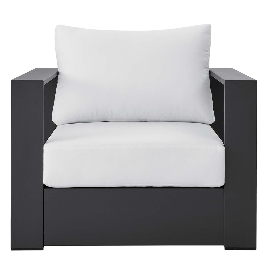 Aspen Outdoor Patio Powder-Coated Aluminum Armchair in Gray White