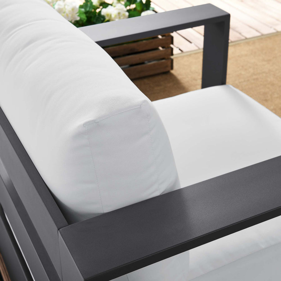 Aspen Outdoor Patio Powder-Coated Aluminum Armchair in Gray White