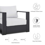 Aspen Outdoor Patio Powder-Coated Aluminum Armchair in Gray White