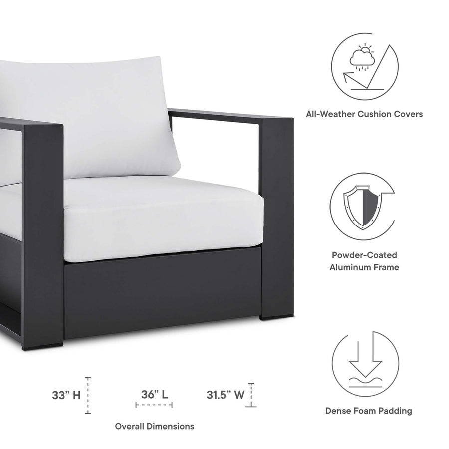 Aspen Outdoor Patio Powder-Coated Aluminum Armchair in Gray White
