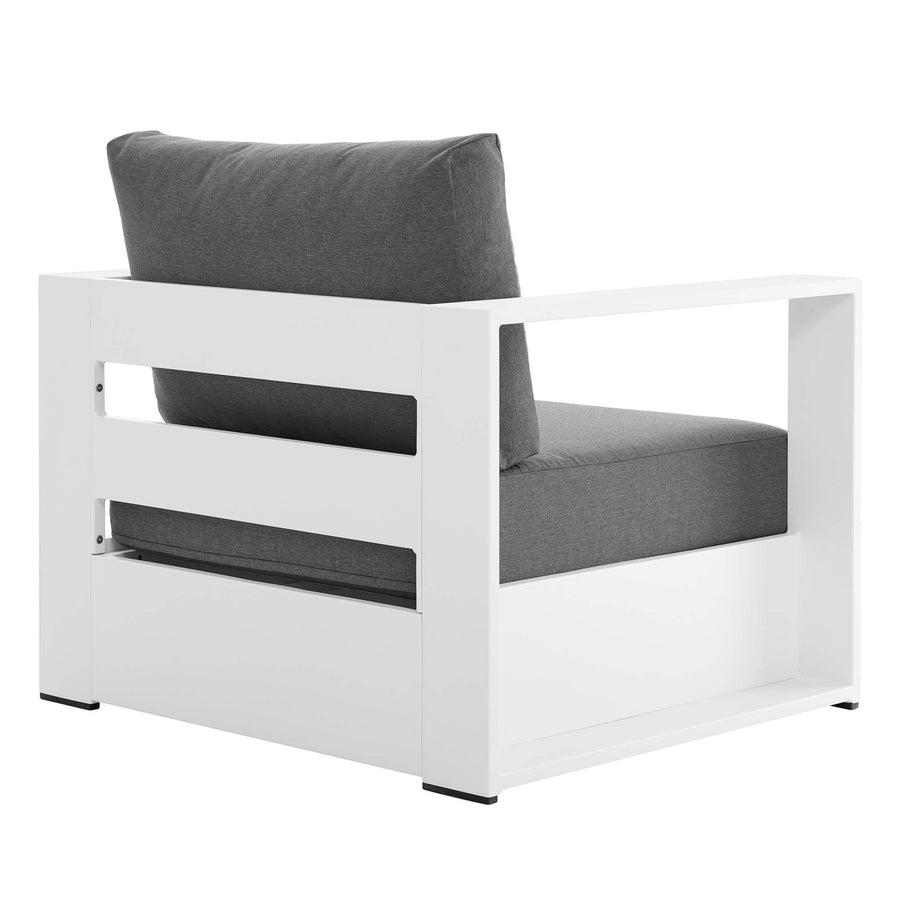 Aspen Outdoor Patio Powder-Coated Aluminum Armchair in White Charcoal