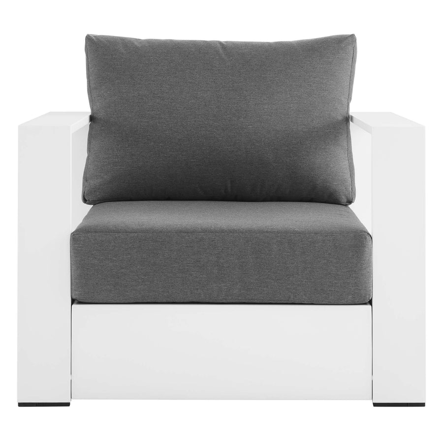 Aspen Outdoor Patio Powder-Coated Aluminum Armchair in White Charcoal