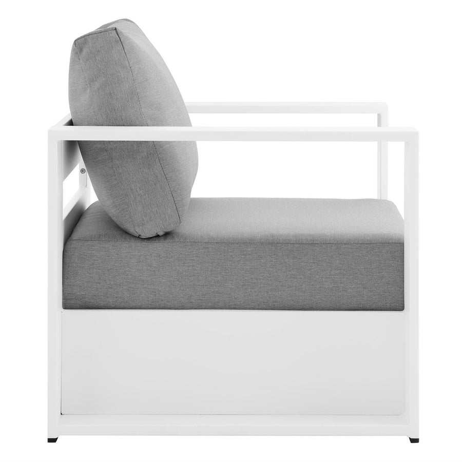 Aspen Outdoor Patio Powder-Coated Aluminum Armchair in White Gray