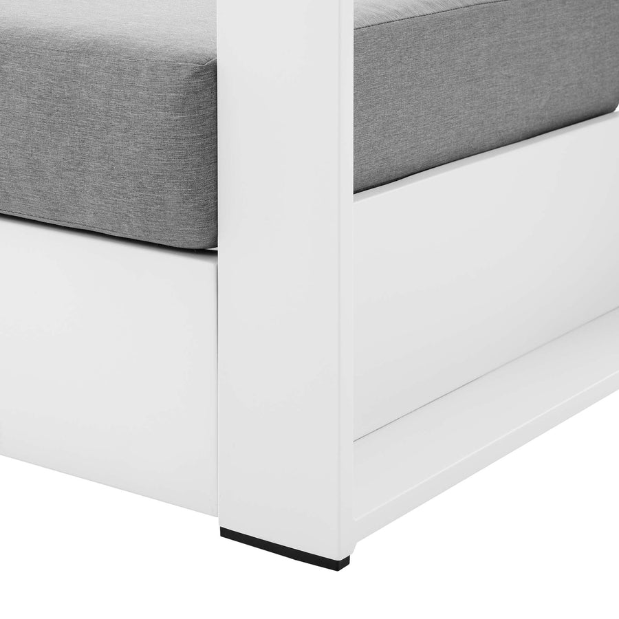 Aspen Outdoor Patio Powder-Coated Aluminum Armchair in White Gray