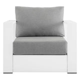 Aspen Outdoor Patio Powder-Coated Aluminum Armchair in White Gray