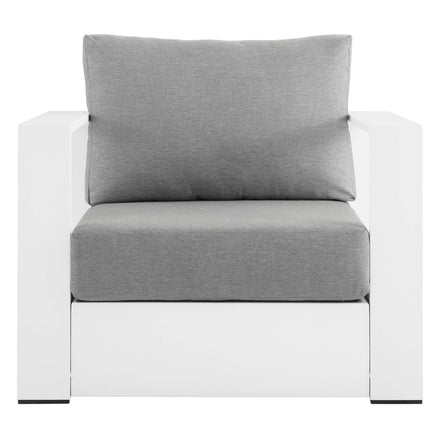Tahoe Outdoor Patio Powder-Coated Aluminum Armchair in White Gray