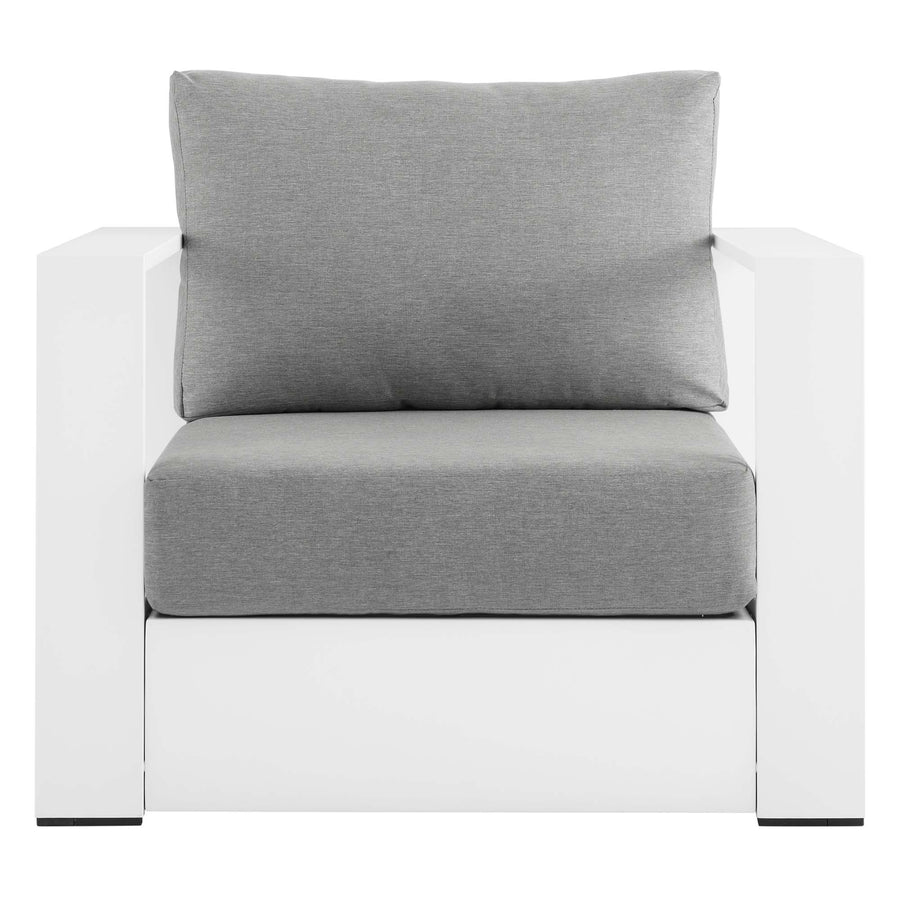 Aspen Outdoor Patio Powder-Coated Aluminum Armchair in White Gray