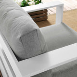 Aspen Outdoor Patio Powder-Coated Aluminum Armchair in White Gray