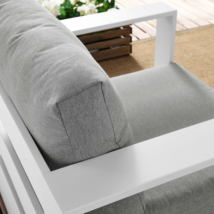 Aspen Outdoor Patio Powder-Coated Aluminum Armchair in White Gray