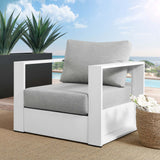 Aspen Outdoor Patio Powder-Coated Aluminum Armchair in White Gray