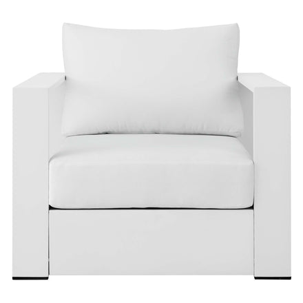 Tahoe Outdoor Patio Powder-Coated Aluminum Armchair in White White