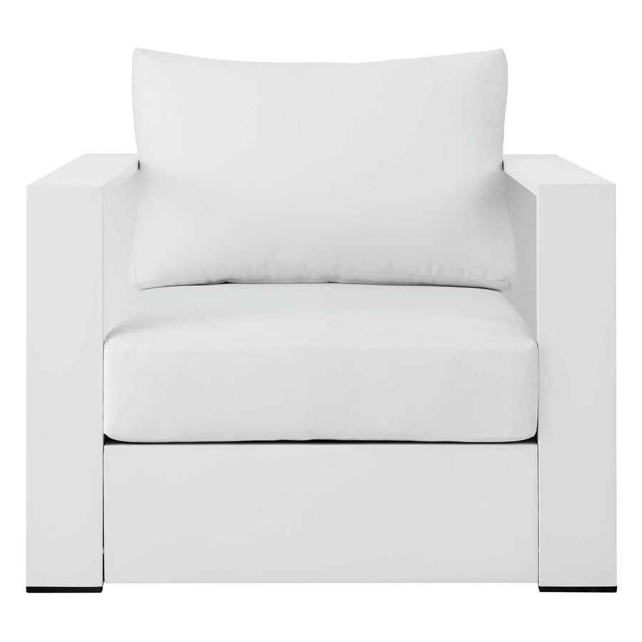 Aspen Outdoor Patio Powder-Coated Aluminum Armchair in White White