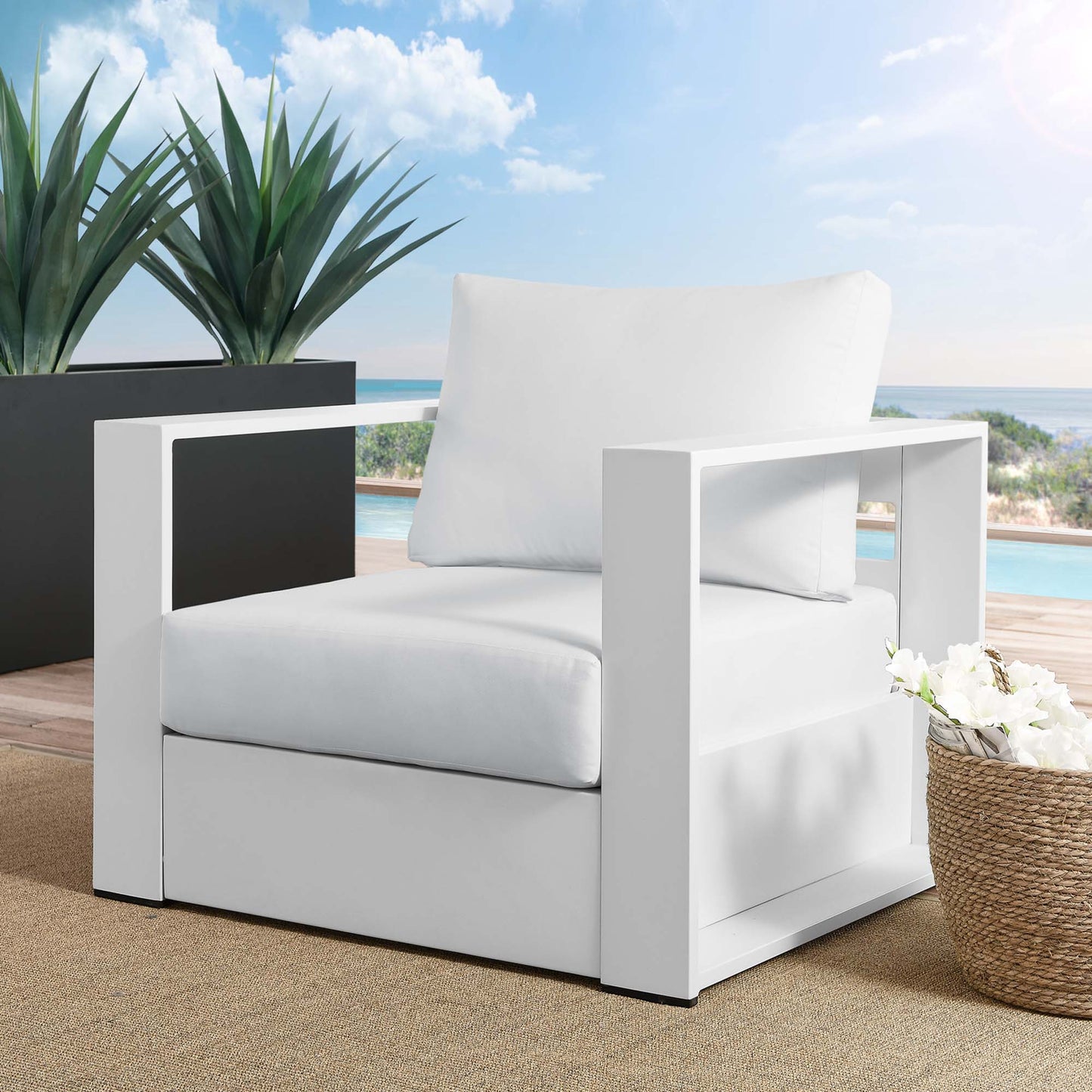 Tahoe Outdoor Patio Powder-Coated Aluminum Armchair by Furniture For America