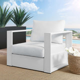 Aspen Outdoor Patio Powder-Coated Aluminum Armchair in White White