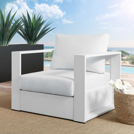 Tahoe Outdoor Patio Powder-Coated Aluminum Armchair in White White