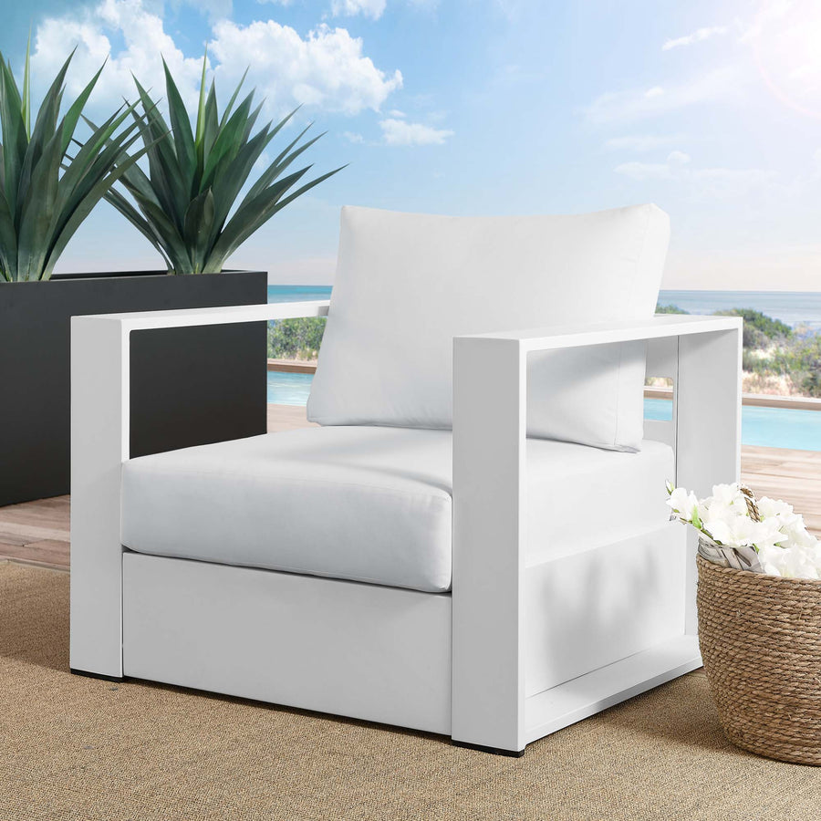 Aspen Outdoor Patio Powder-Coated Aluminum Armchair in White White