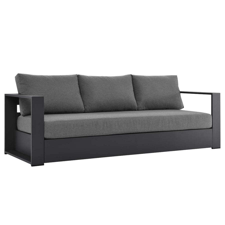 Aspen Outdoor Patio Powder-Coated Aluminum Sofa in Gray Charcoal