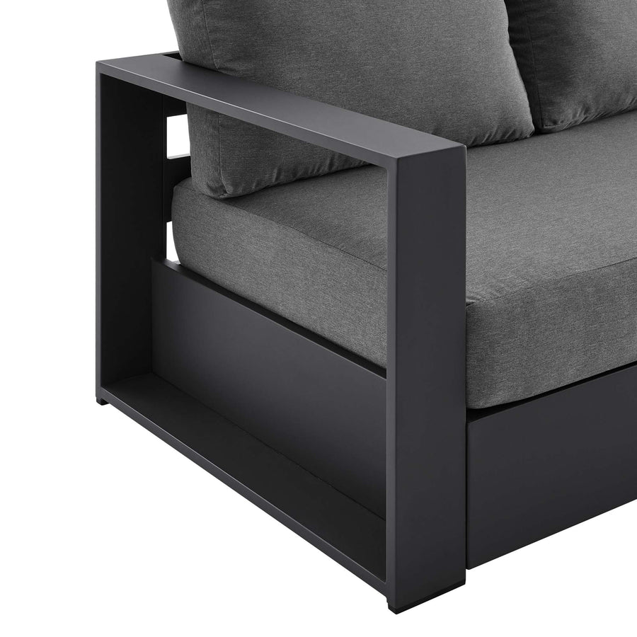 Aspen Outdoor Patio Powder-Coated Aluminum Sofa in Gray Charcoal