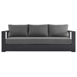 Aspen Outdoor Patio Powder-Coated Aluminum Sofa in Gray Charcoal