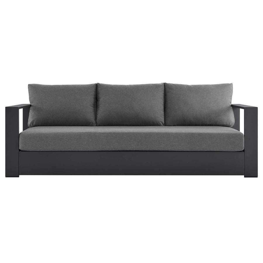 Aspen Outdoor Patio Powder-Coated Aluminum Sofa in Gray Charcoal