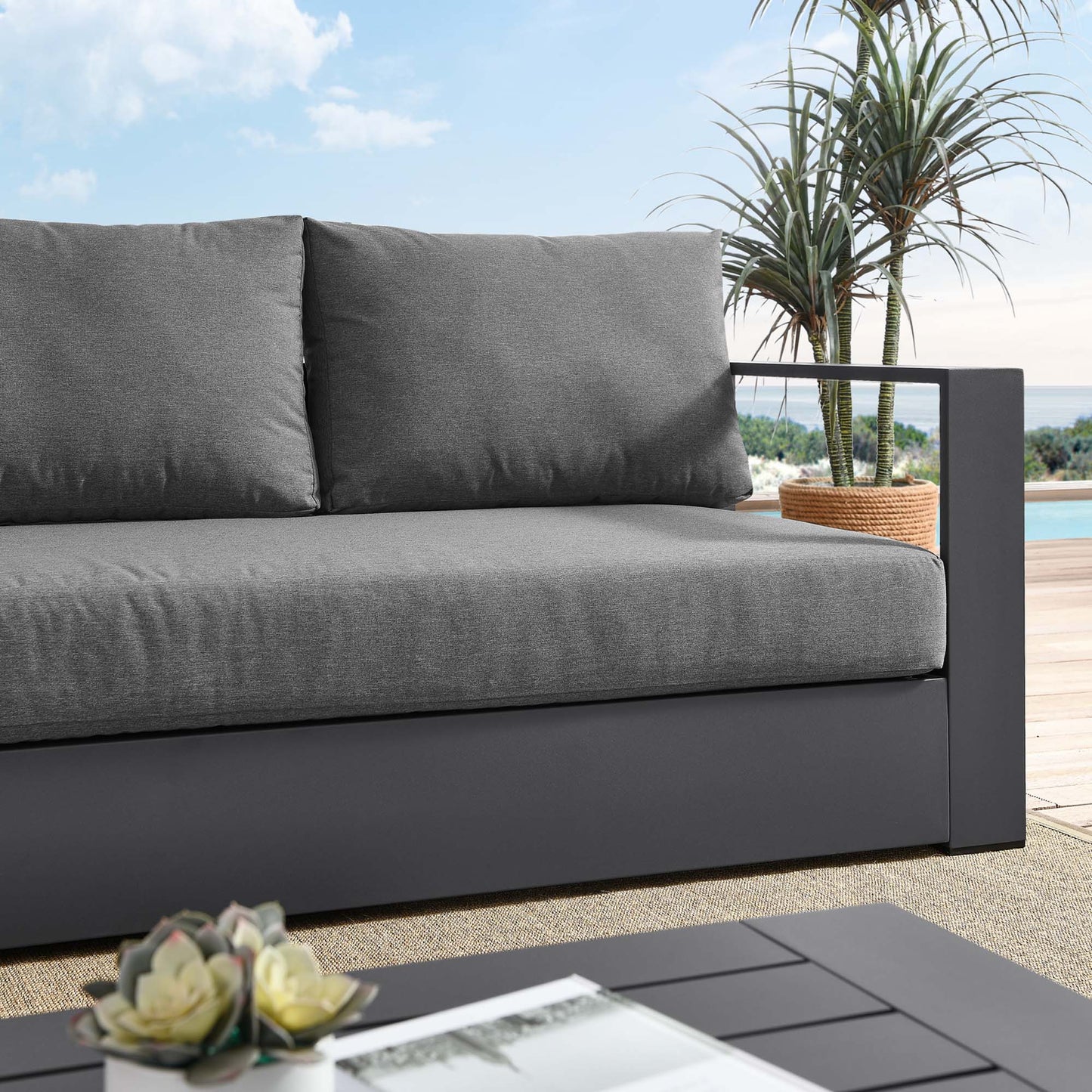 Tahoe Outdoor Patio Powder-Coated Aluminum Sofa by Furniture for America