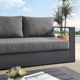 Aspen Outdoor Patio Powder-Coated Aluminum Sofa in Gray Charcoal
