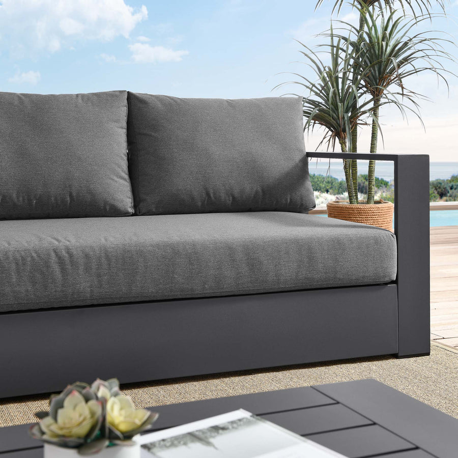 Aspen Outdoor Patio Powder-Coated Aluminum Sofa in Gray Charcoal