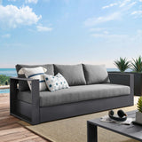 Aspen Outdoor Patio Powder-Coated Aluminum Sofa in Gray Charcoal