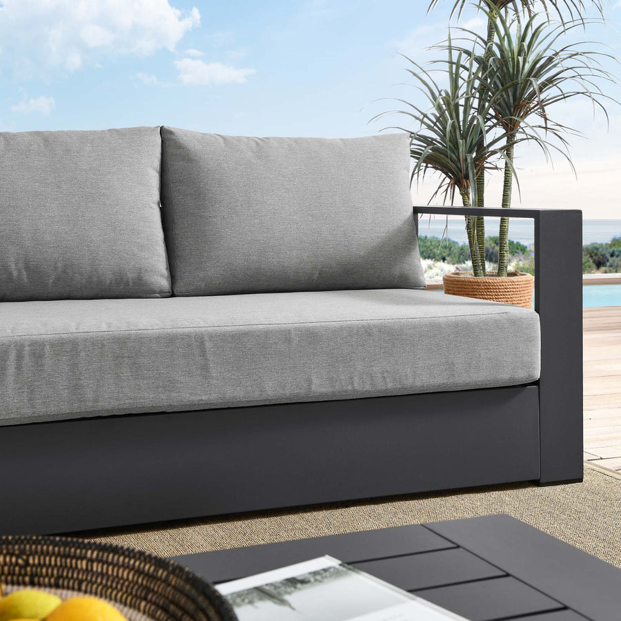 Aspen Outdoor Patio Powder-Coated Aluminum Sofa in Gray Gray