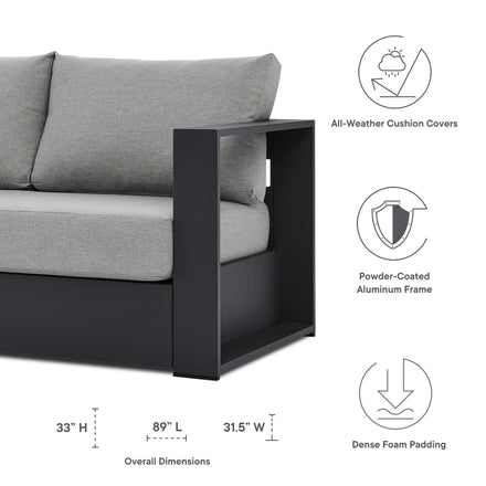 Tahoe Outdoor Patio Powder-Coated Aluminum Sofa in Gray Gray
