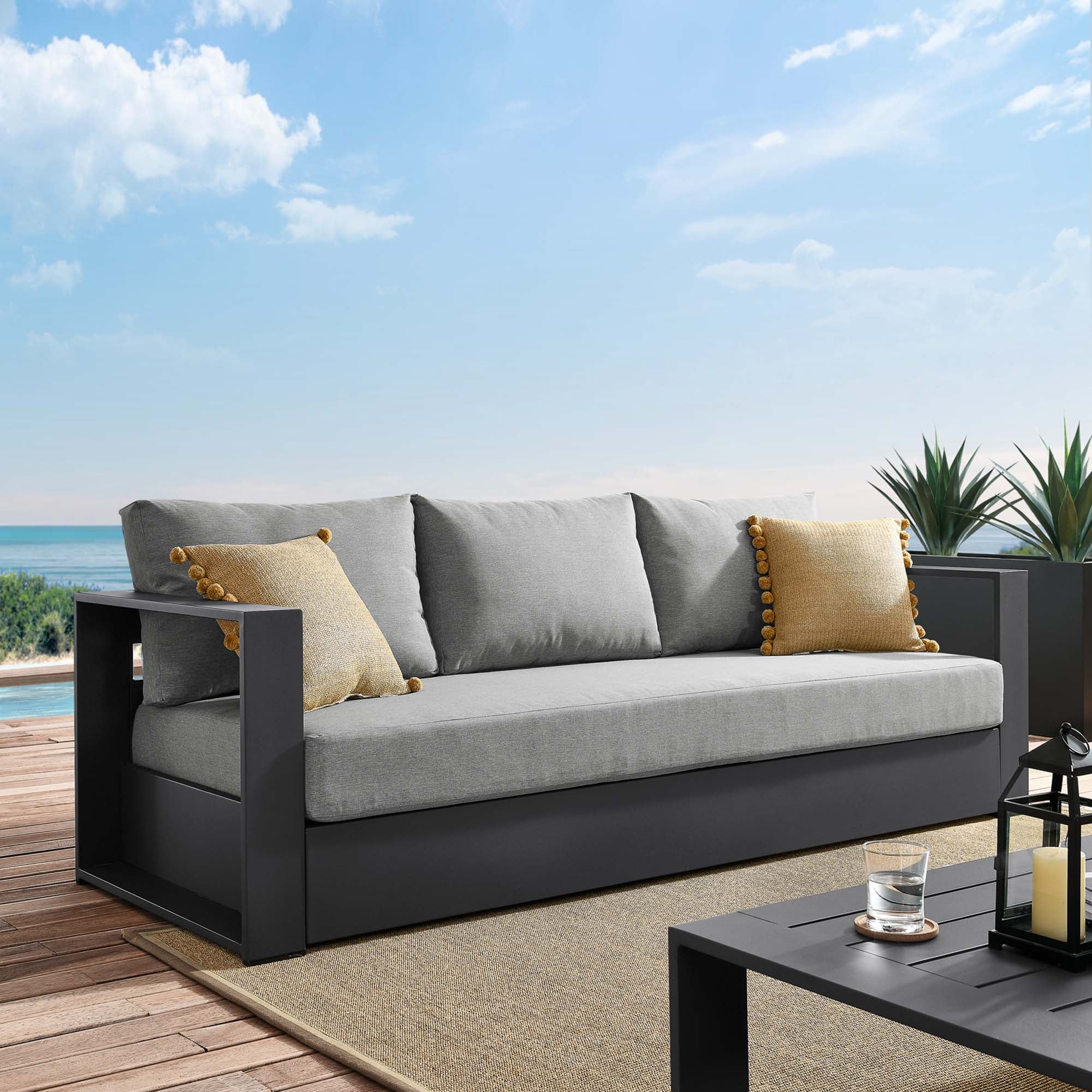 Tahoe Outdoor Patio Powder-Coated Aluminum Sofa by Furniture for America