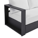 Aspen Outdoor Patio Powder-Coated Aluminum Sofa in Gray White