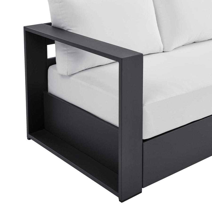 Aspen Outdoor Patio Powder-Coated Aluminum Sofa in Gray White