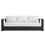 Aspen Outdoor Patio Powder-Coated Aluminum Sofa in Gray White